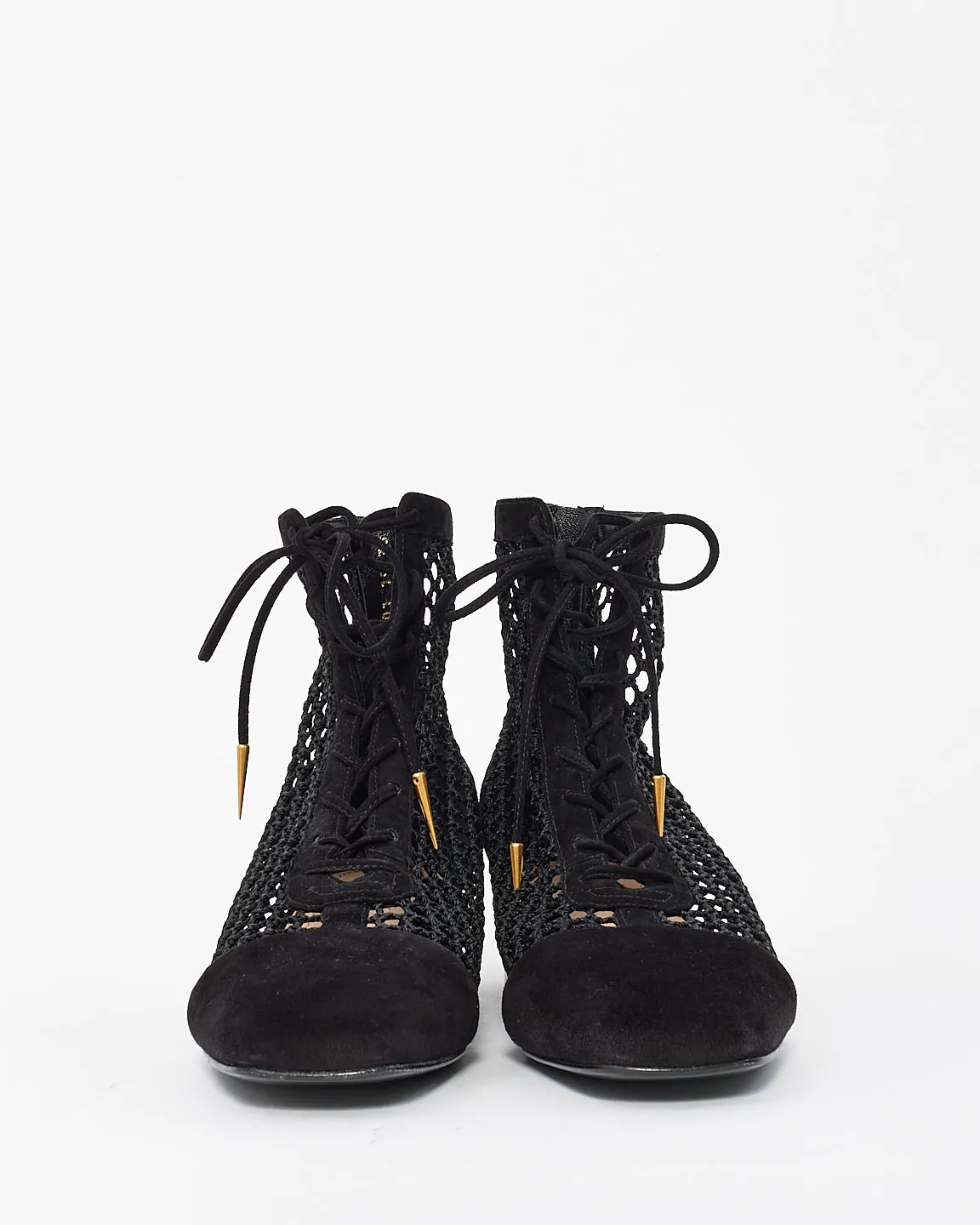 Dior Black Suede Mesh Naughtily-D Ankle Booties - 38