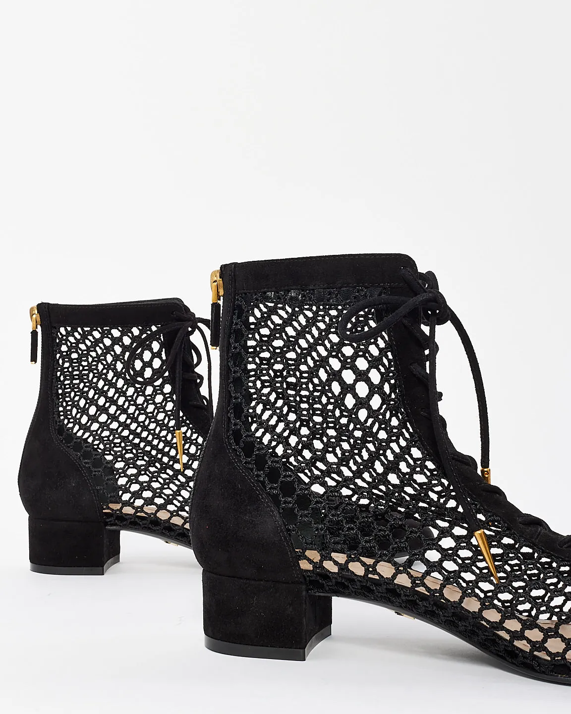 Dior Black Suede Mesh Naughtily-D Ankle Booties - 38