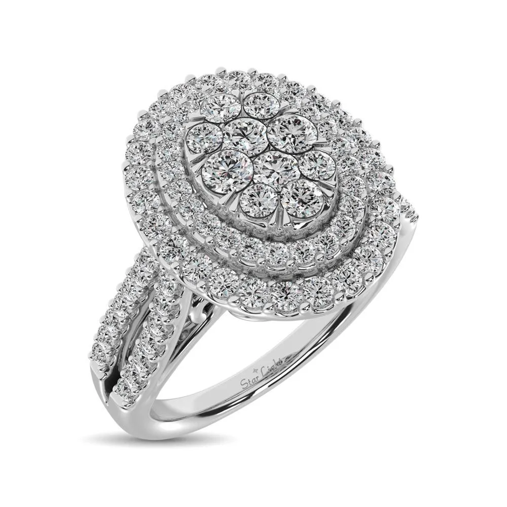 Double Halo Diamond Engagement Ring - 1.00 Carats in 14K White Gold