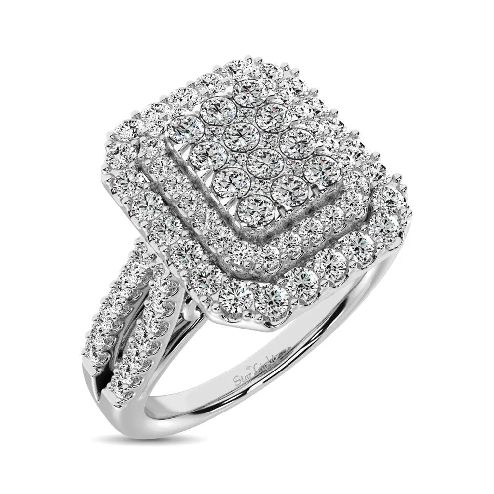 Double Halo Diamond Engagement Ring - 1.00 Carats in 14K White Gold