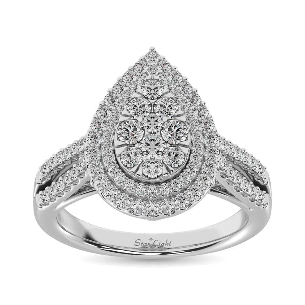 Double Halo Diamond Engagement Ring - 1.00 Carats in 14K White Gold