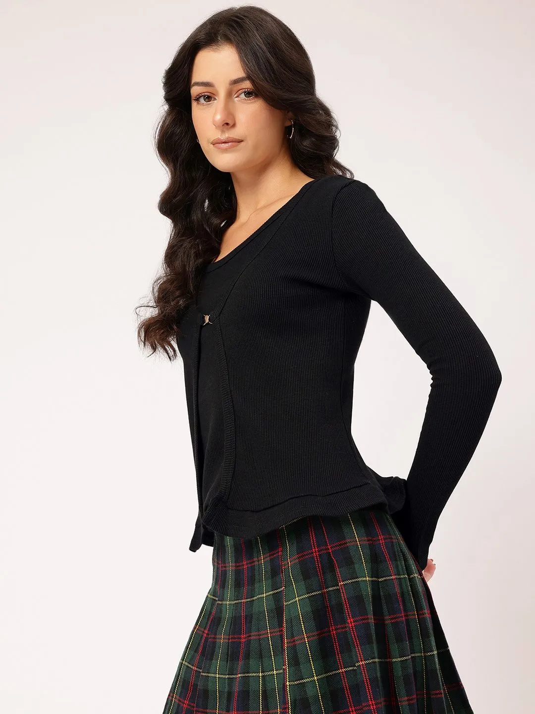 DressBerry Nostalgic Layers Ribbed Ruffled Top with Tank