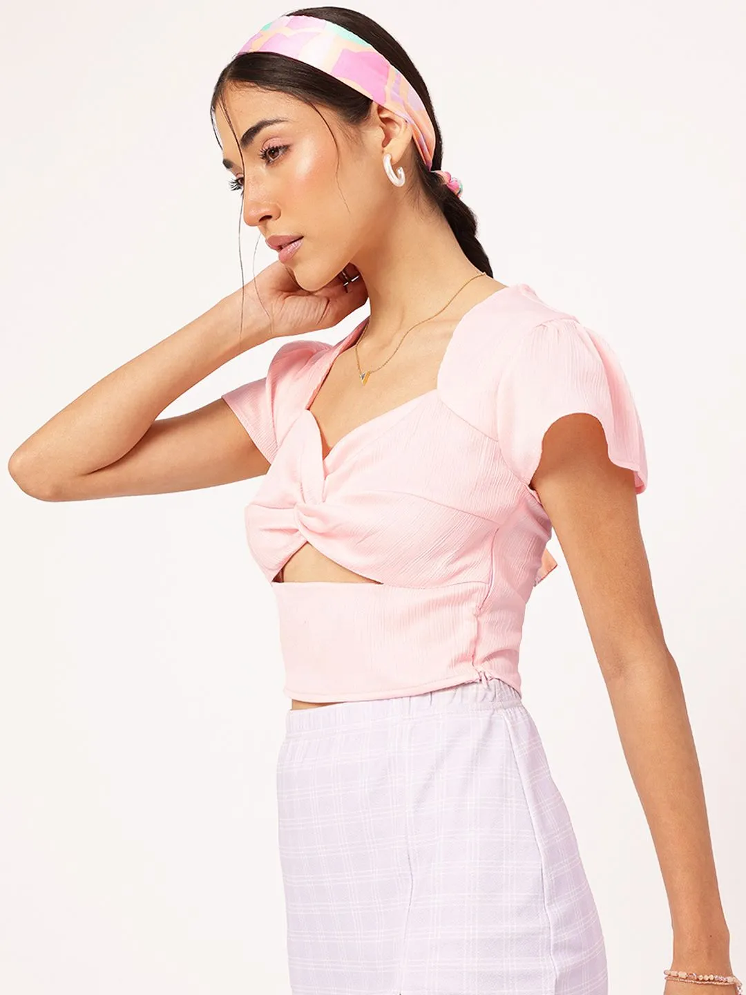 DressBerry Serene Styles Twisted Cut-Out Crop Top