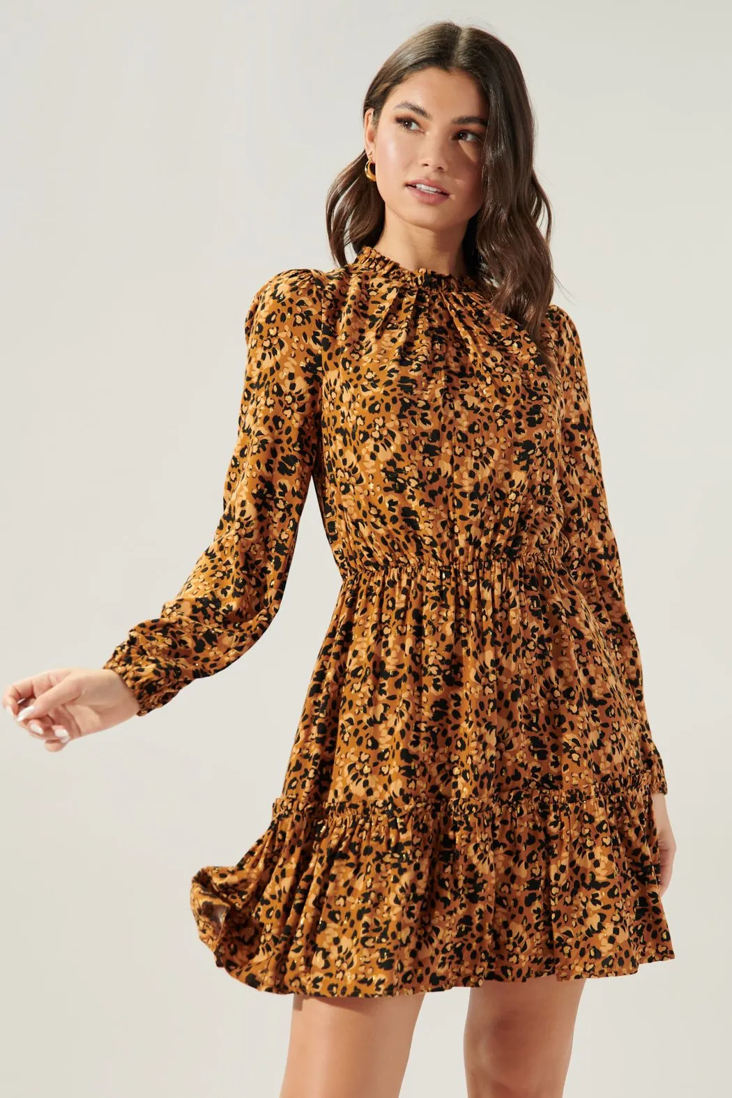 Easy to Love Leopard Balloon Sleeve Blouson Dress SUGARLIPS