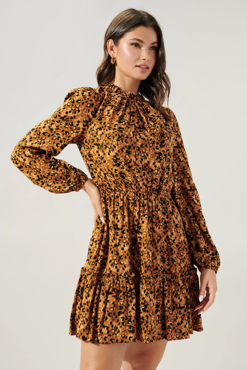 Easy to Love Leopard Balloon Sleeve Blouson Dress SUGARLIPS