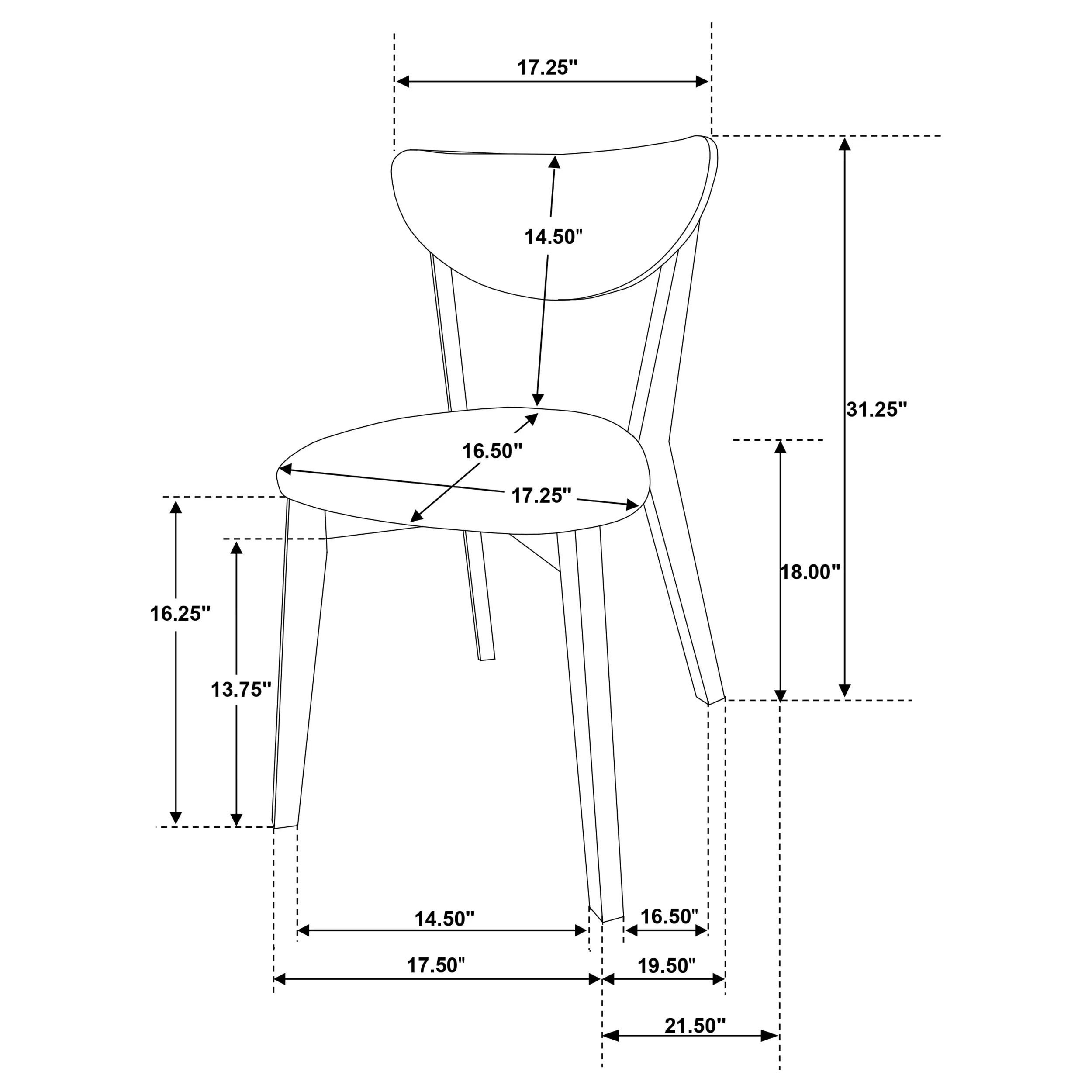 Elowen Wood Dining Side Chair Light Walnut (Set of 2)