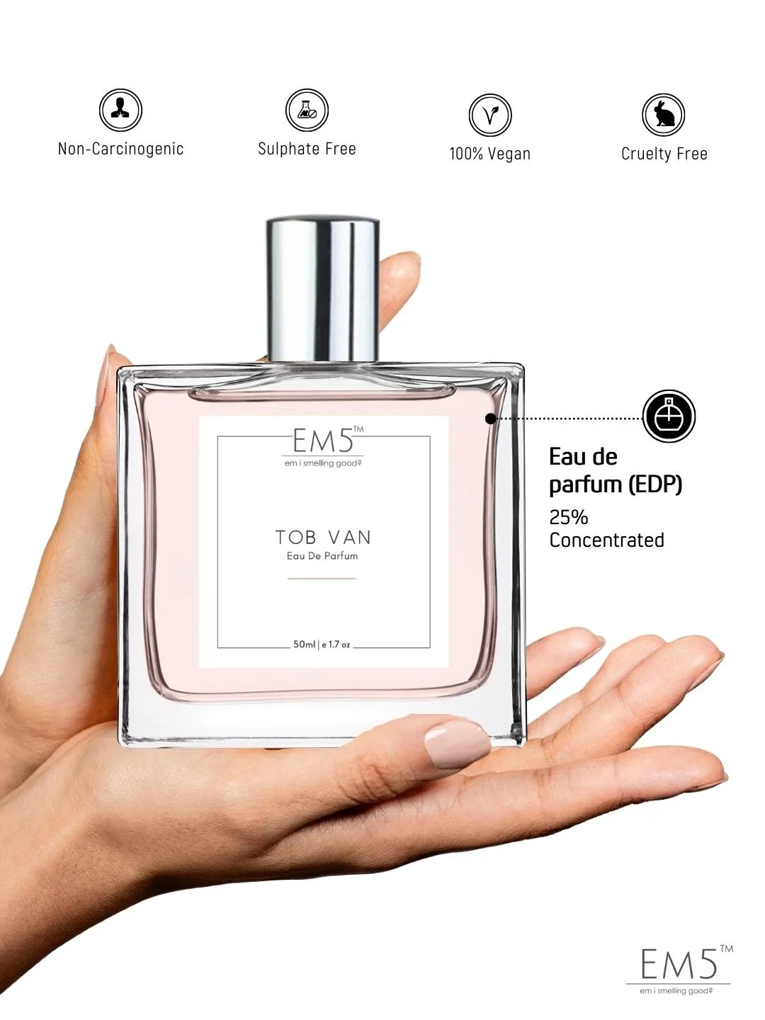 EM5™ Tob Van Unisex Perfume EDP Spray for Men & Women | Tobacco Vanilla Warm Spicy Fragrance | Luxury Gift for Him / Her | Variants Available: 50 ml Spray / 15 ml Spray
