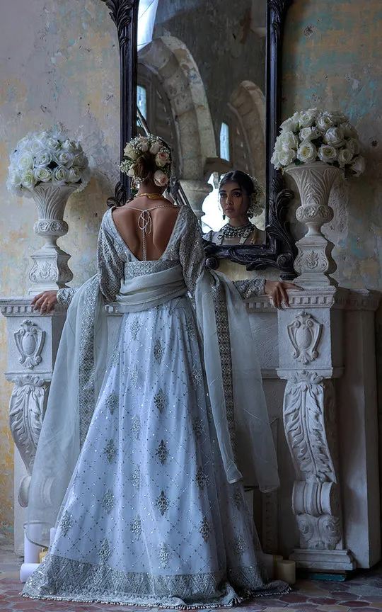 Embroidered Designer Bridal Light Blue Lehenga #BN1248