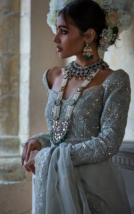 Embroidered Designer Bridal Light Blue Lehenga #BN1248