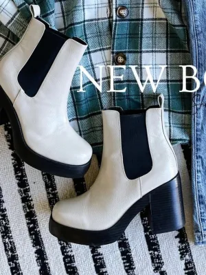 Fenmore High Lug Booties in Patent Cream