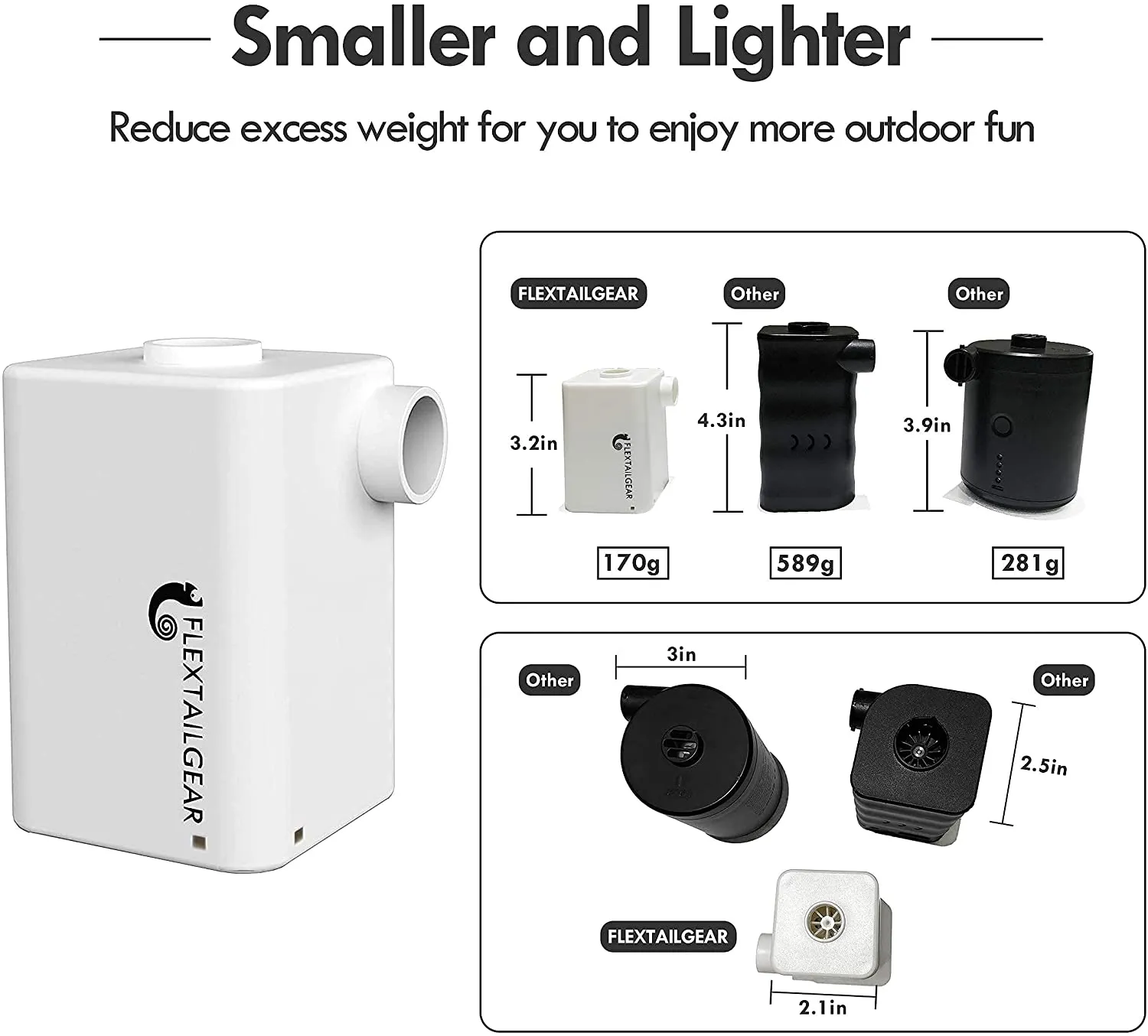 FLEXTAILGEAR - MAX Pump Plus Portable Air Pump with 3600mAh Battery USB Rechargeable