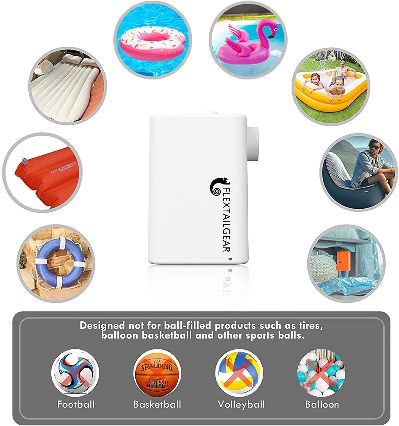 FLEXTAILGEAR - MAX Pump Plus Portable Air Pump with 3600mAh Battery USB Rechargeable