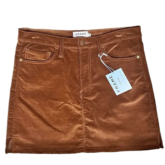 FRAME Le Mini Corduroy Skirt, Warm Tan, Size 29