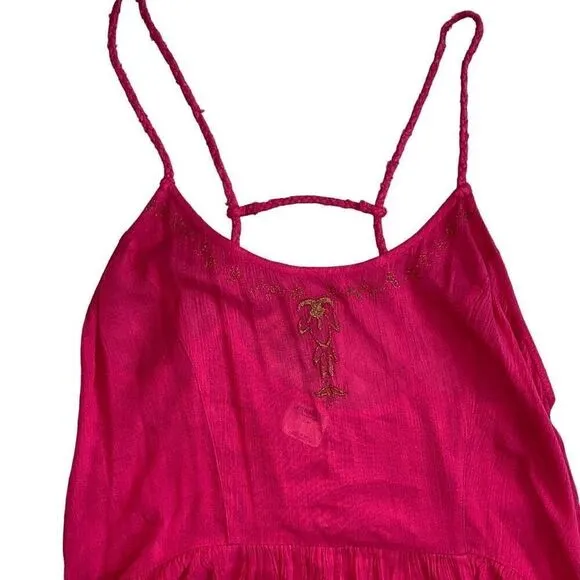 Free People Intimately NWT Meadows Of Medallion Flowy Slip Dress Tango Pink S
