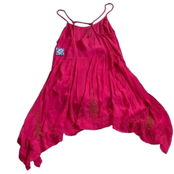 Free People Intimately NWT Meadows Of Medallion Flowy Slip Dress Tango Pink S