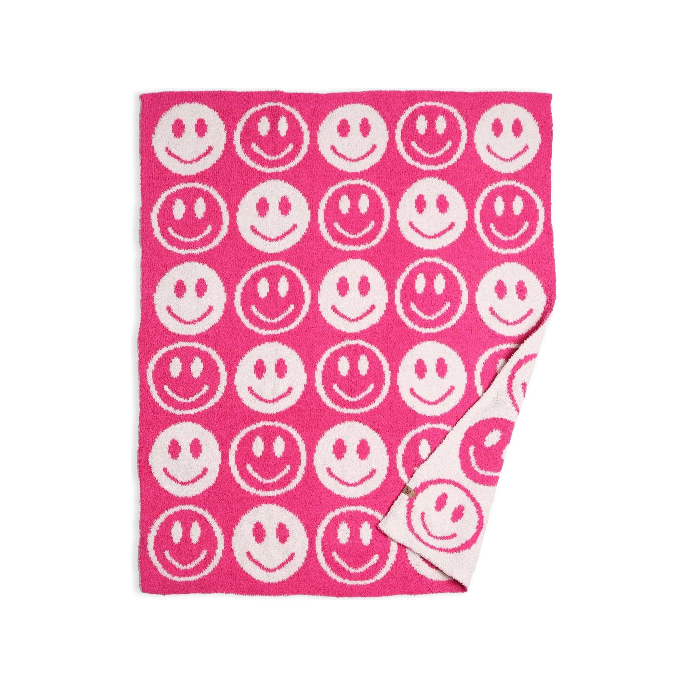 Fuchsia Pink Kids Smiley Throw Blanket