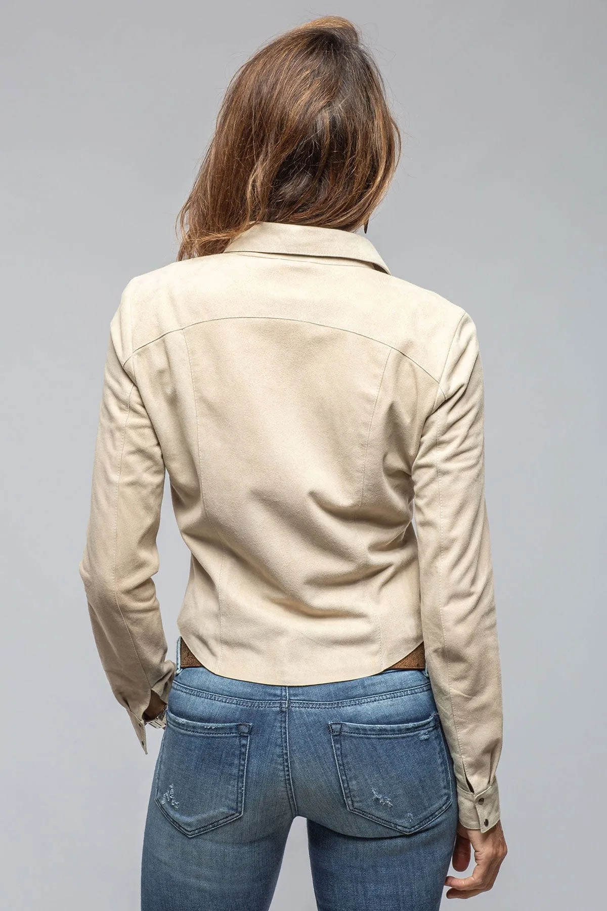 Giulia Suede Snap Shirt in Stone