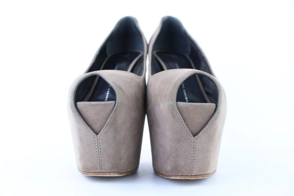 Giuseppe Zanotti Denny Sky High Taupe Suede Open Toe Platforms 4MJ0119
