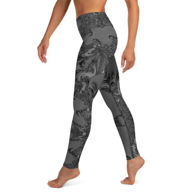 Grey Fractal Yoga Leggings