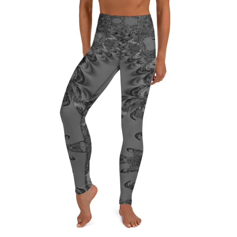 Grey Fractal Yoga Leggings