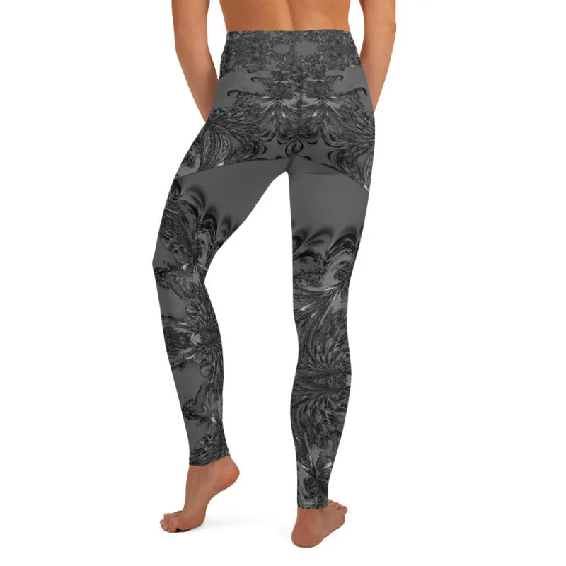 Grey Fractal Yoga Leggings
