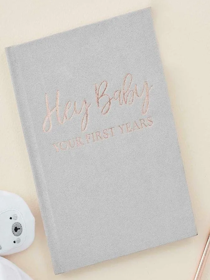Grey Suede Baby Journal Book