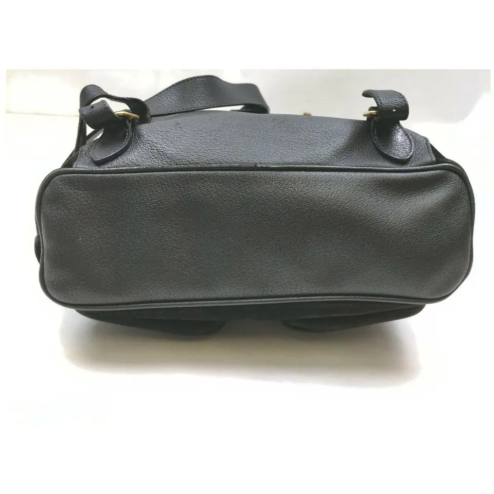 Gucci Black Suede Bamboo Backpack  862003