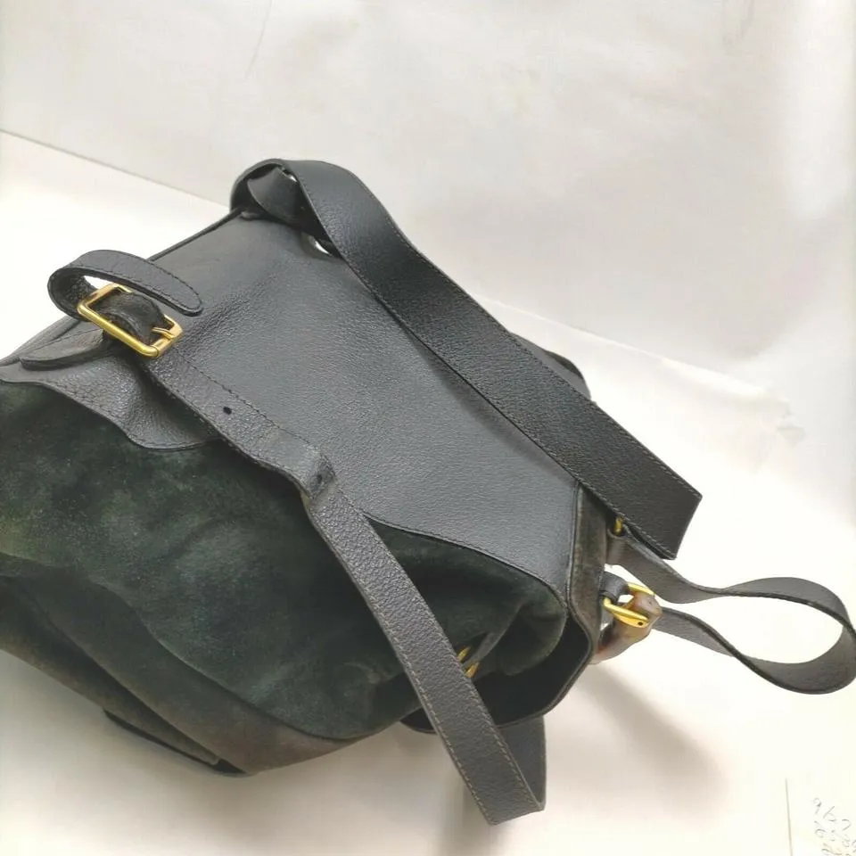 Gucci Black Suede Bamboo Backpack  862003
