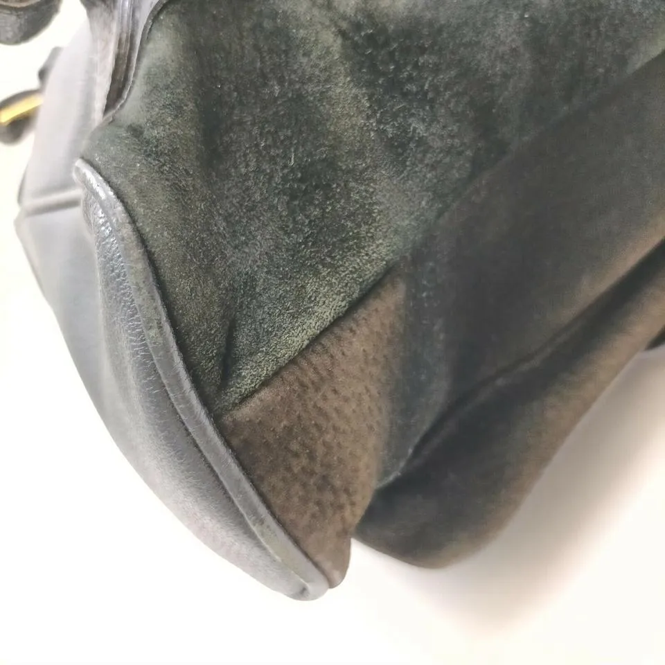 Gucci Black Suede Bamboo Backpack  862003