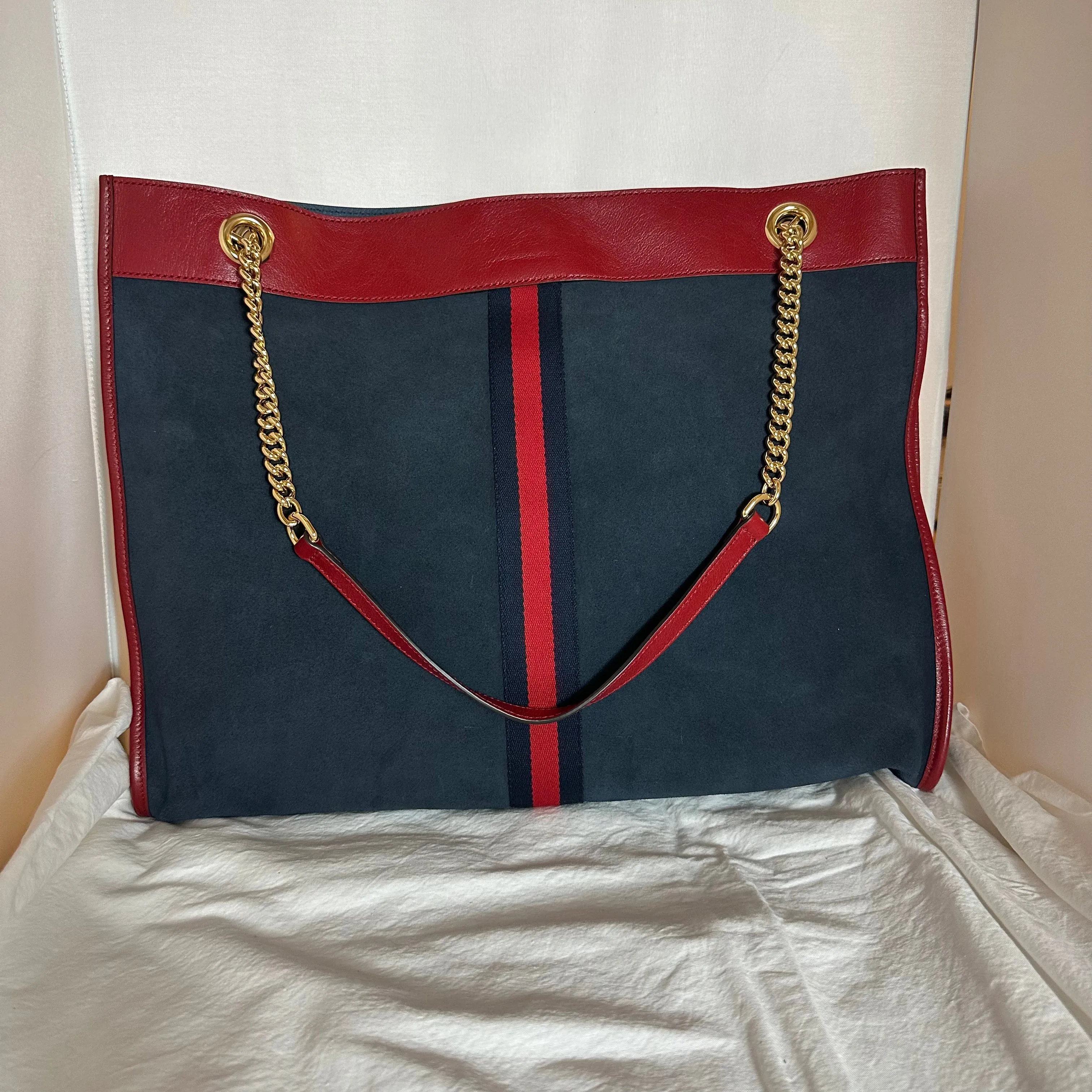 Gucci Rajah Suede Large Tote Bag in Blue
