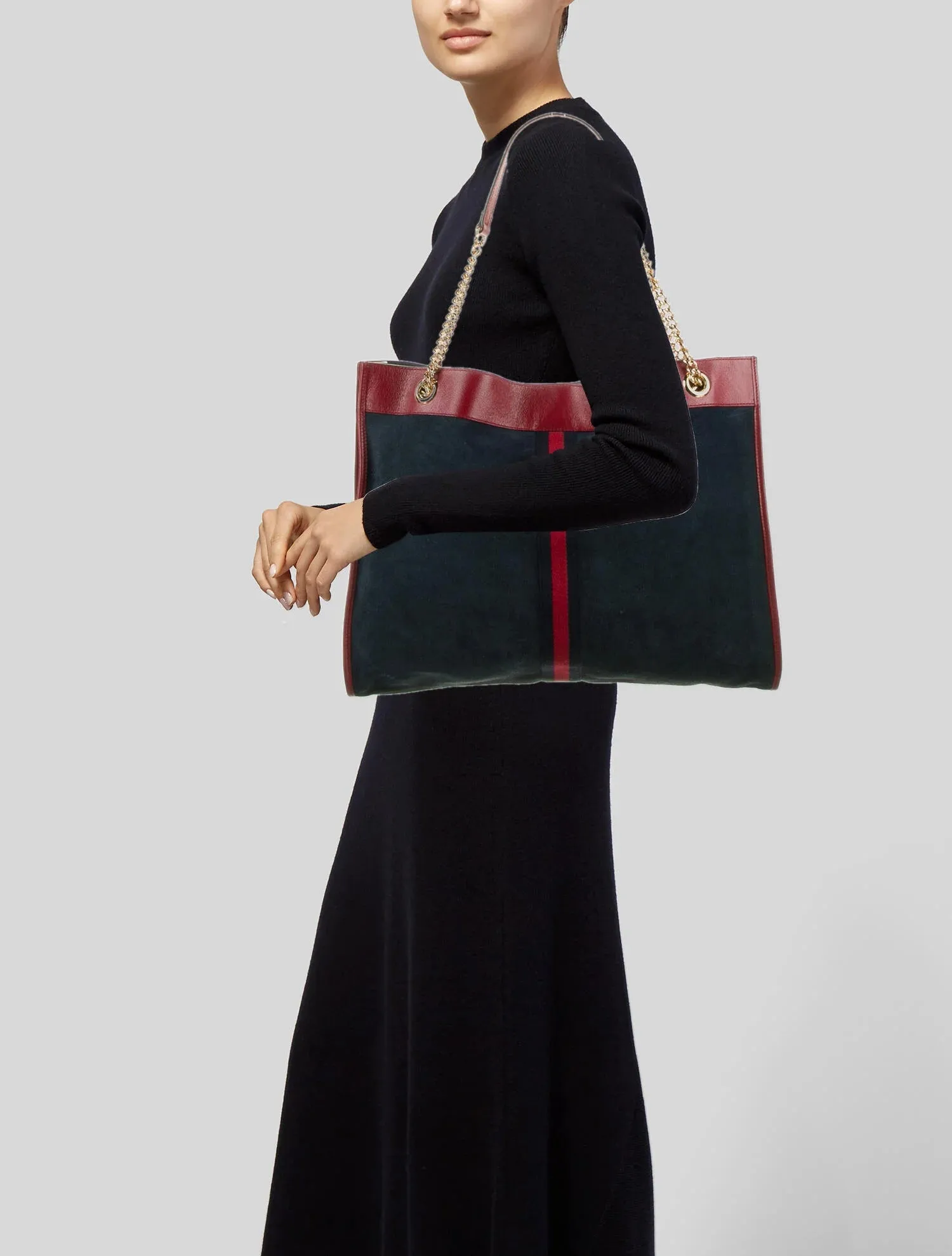 Gucci Rajah Suede Large Tote Bag in Blue