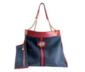 Gucci Rajah Suede Large Tote Bag in Blue