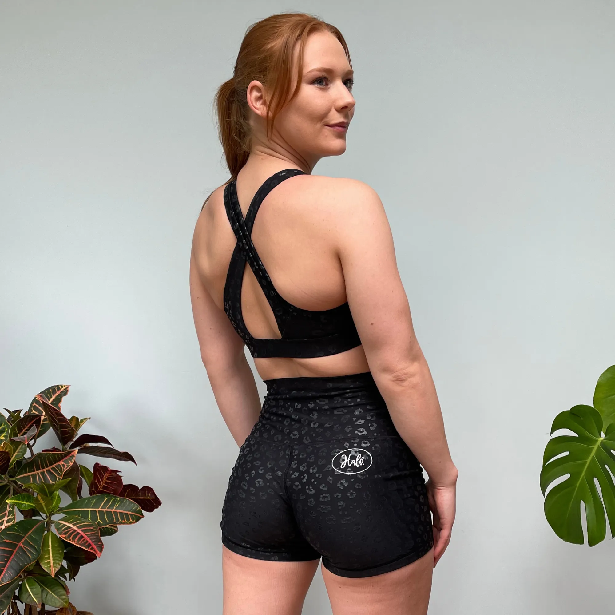 Halo Black Sparkly Leopard 4 Inch Shorts