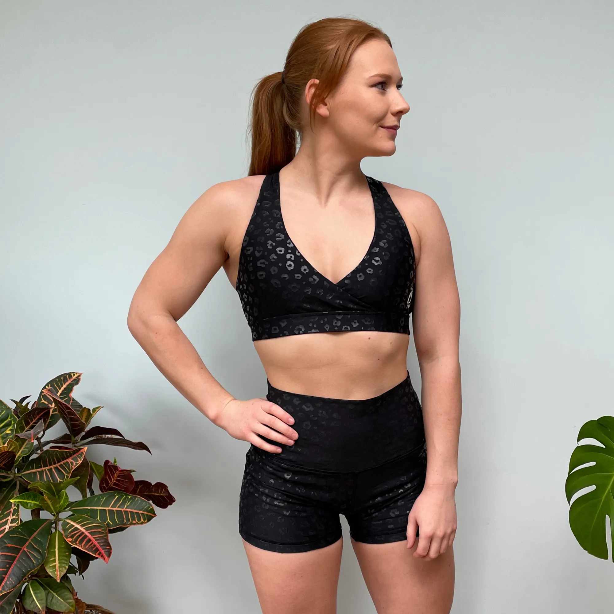 Halo Black Sparkly Leopard 4 Inch Shorts