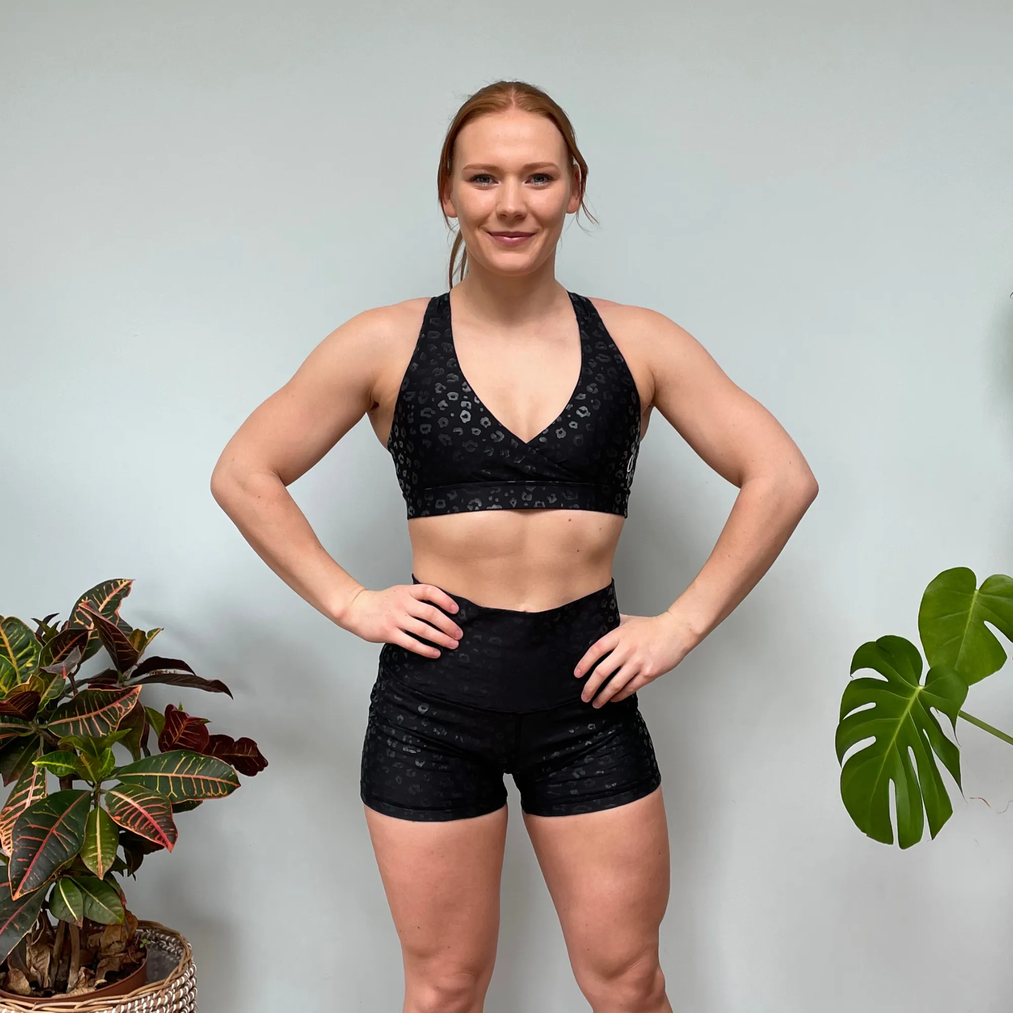 Halo Black Sparkly Leopard 4 Inch Shorts