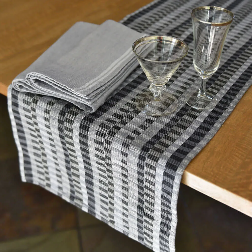 Hand Woven Cuadritos Table Runner | Granite