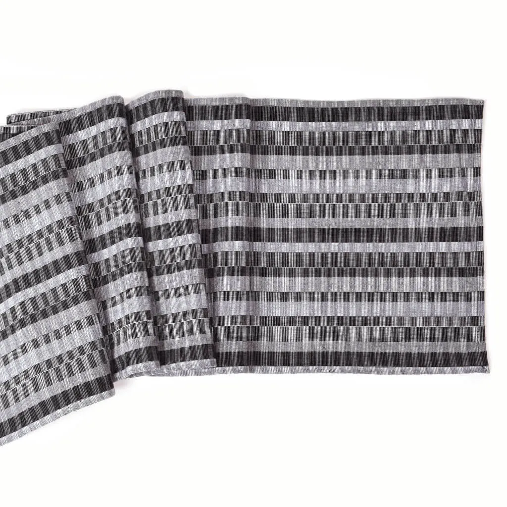 Hand Woven Cuadritos Table Runner | Granite