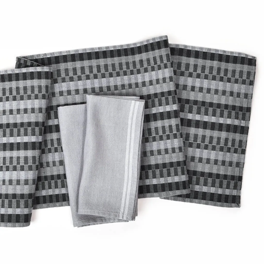 Hand Woven Cuadritos Table Runner | Granite