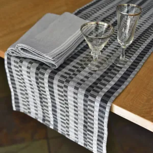 Hand Woven Cuadritos Table Runner | Granite