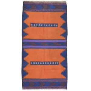 Hand-Woven Flat-weave Tribal Kilim Wool Rug (Size 2.11 X 5.8) Cwral-8616
