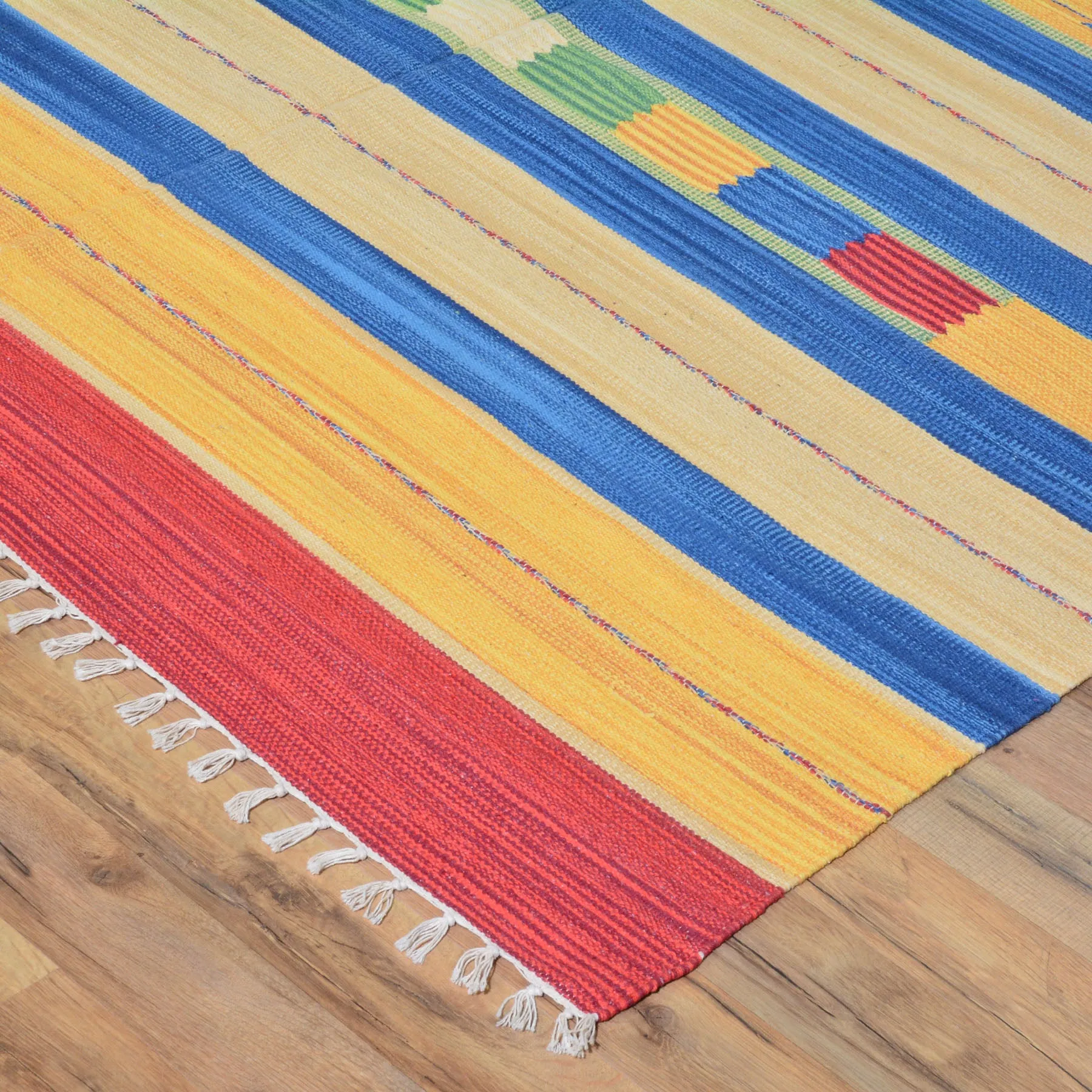 Hand-Woven Reversible Cotton Dhurrie Kilim Southwestern Design Rug (Size 6.0 X 9.0) Brral-4101