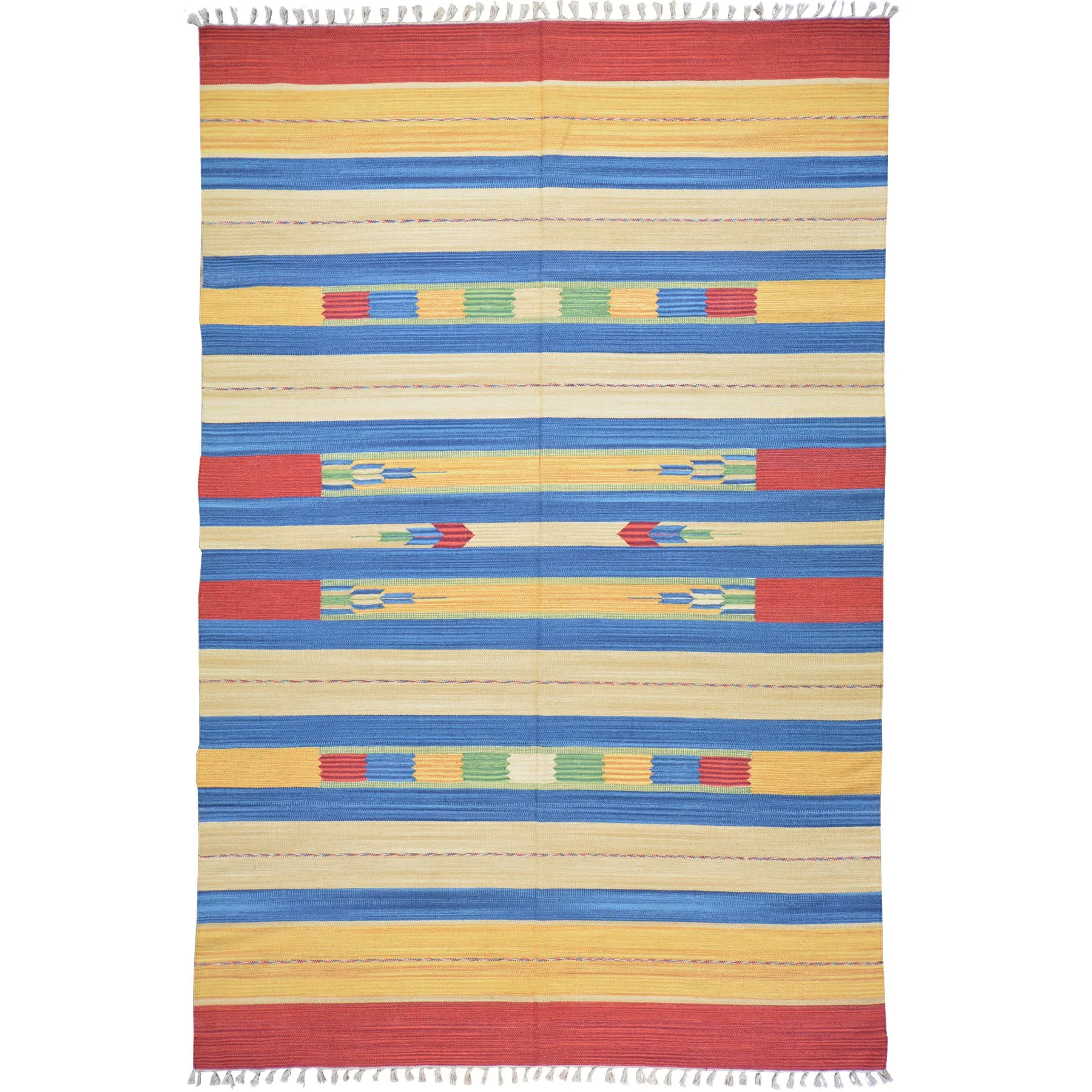 Hand-Woven Reversible Cotton Dhurrie Kilim Southwestern Design Rug (Size 6.0 X 9.0) Brral-4101