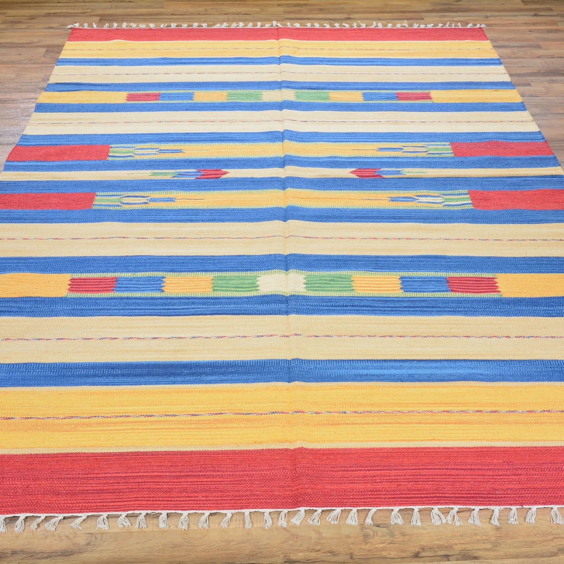 Hand-Woven Reversible Cotton Dhurrie Kilim Southwestern Design Rug (Size 6.0 X 9.0) Brral-4101