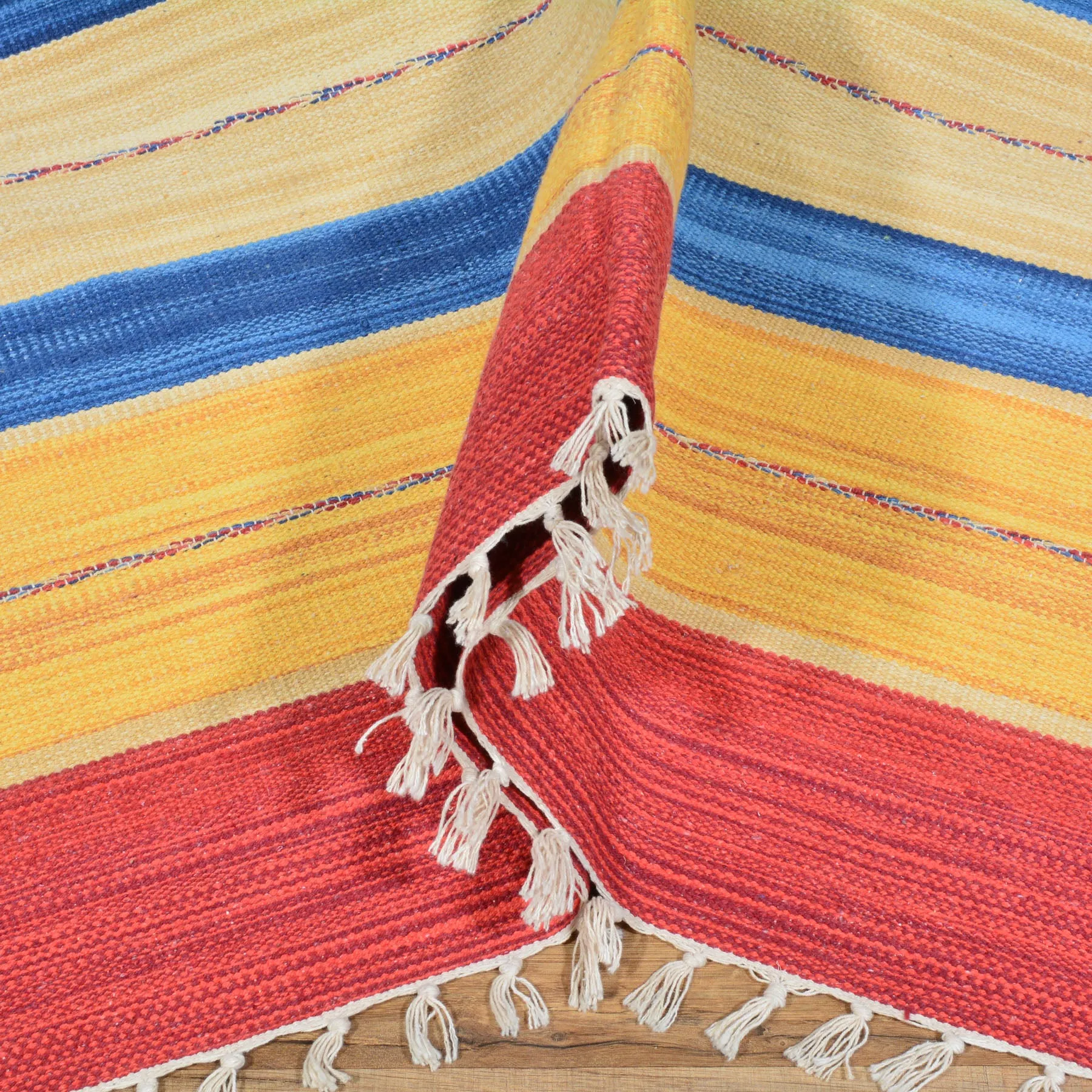 Hand-Woven Reversible Cotton Dhurrie Kilim Southwestern Design Rug (Size 6.0 X 9.0) Brral-4101