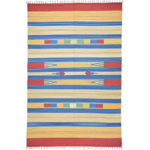 Hand-Woven Reversible Cotton Dhurrie Kilim Southwestern Design Rug (Size 6.0 X 9.0) Brral-4101