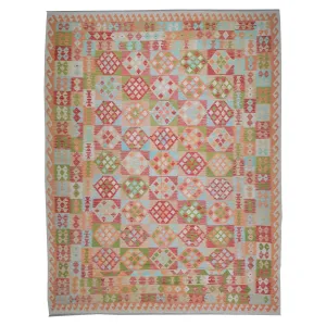 Hand-Woven Reversible Momana Kilim Handmade Wool Rug (Size 10.0 X 12.6) Cwral-10086
