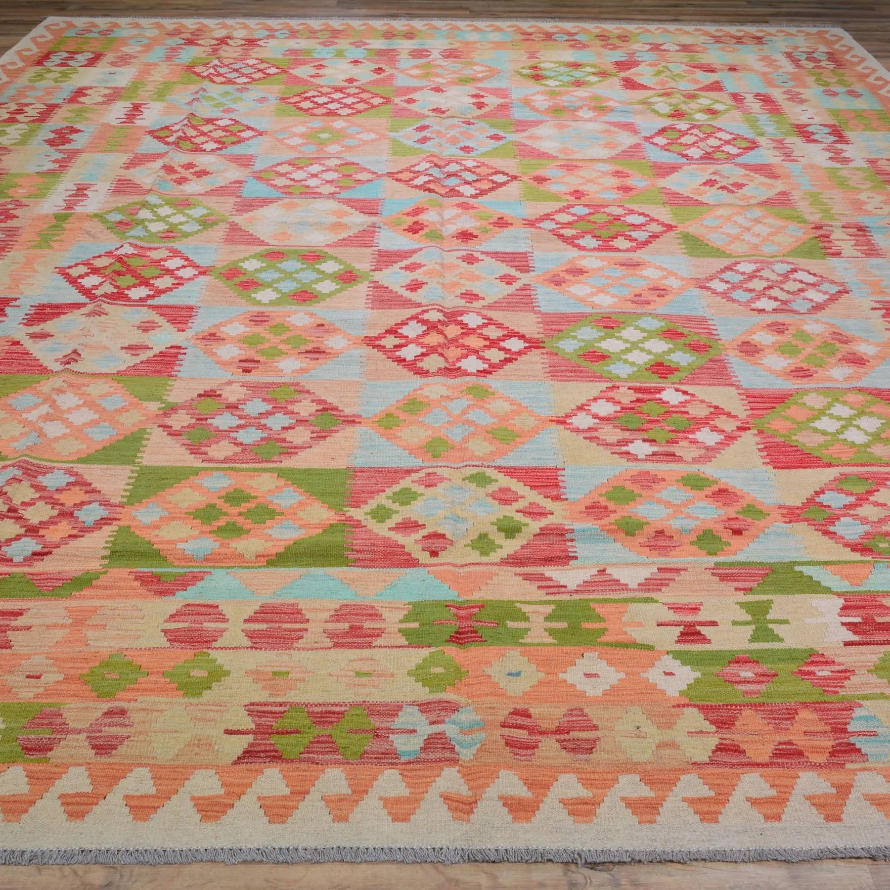 Hand-Woven Reversible Momana Kilim Handmade Wool Rug (Size 10.0 X 12.6) Cwral-10086