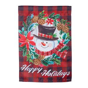 Happy Christmas Snowman Suede House Flag,13s10818