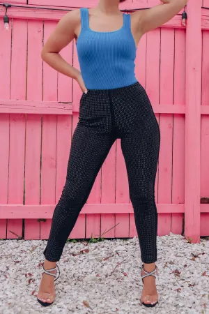 High Roller Rhinestone Leggings - Black