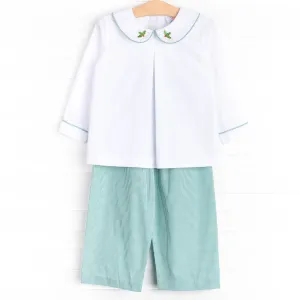 Holly Jolly Embroidered Pant Set, Green